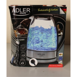 SALE OUT. Adler AD 1225 Cordless Water Kettle, 1.7L, 2000W, Anti-calc filter, Boil-dry protection, Rotary base 360 degree | Adler | Kettle | AD 1225 | Standard | 2000 W | 1.7 L | Glass | 360° rotational base | Stainless steel/Black | DAMAGED PACKAGING, SC