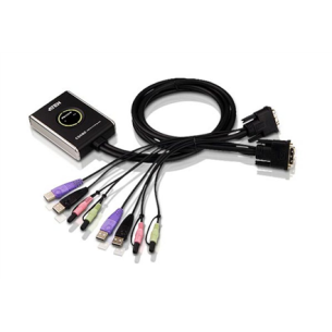 Aten 2-Port USB DVI/Audio Cable KVM Switch with Remote Port Selector Aten | 2-Port USB DVI/Audio Cable KVM Switch with Remote Port Selector