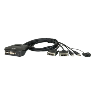 Aten 2-Port USB DVI Cable KVM Switch with Remote Port Selector Aten | Remote Port Selector | 2-Port USB DVI Cable KVM Switch with Remote Port Selector