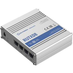 Industrial Router | RUTX08 | No Wi-Fi | Mbit/s | 10/100/1000 Mbit/s | Ethernet LAN (RJ-45) ports 4 | Mesh Support No | MU-MiMO No | No mobile broadband | 1 | 24 month(s)