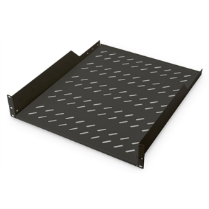 Digitus | Fixed Shelf for Racks | DN-19 TRAY-2-55-SW | Black | The shelves for fixed mounting can be installed easy on the two front 483 mm (19“) profile rails of your 483 mm (19“) network- or server cabinet. Due to their stable, perforated steel sheet wi