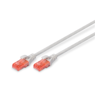 Digitus | CAT 6 U-UTP | Patch cord | PVC AWG 26/7 | Transparent red colored plug for easy identification of Category 6 (250 MHz) | Grey | 1 m | Modular RJ45 (8/8) plug