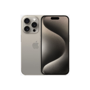 Apple | iPhone 15 Pro | Natural Titanium | 6.1 " | Super Retina XDR display with ProMotion | Apple | A17 Pro | Internal RAM 8 GB | 128 GB | Dual SIM | Nano-SIM and eSIM | 3G | 4G | 5G | Main camera 48+12+12 MP | Secondary camera 12 MP | iOS | 17