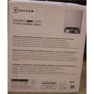 SALE OUT. Ecovacs Vacuum cleaner DEEBOT T20 OMNI Ecovacs Wet&Dry Operating time (max) 260 min Lithium Ion 5200 mAh Dust capacity 0.4 L 6000 Pa White Battery warranty 24 month(s) DAMAGED PACKAGING, UNPACKED, USED, DIRTY, SCRATCHES 24 month(s) | Ecovacs | D