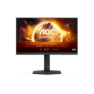 AOC | Gaming Monitor | 27G4X | 27 " | IPS | 16:9 | 180 Hz | 1 ms | 1920 x 1080 pixels | 300 cd/m² | HDMI ports quantity 2 | Black