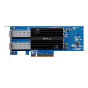 Synology E25G30-F2 Dual-port 25GbE SFP28 add-in card designed to accelerate bandwidth-intensive workflows | Synology E25G30-F2 | 25 GT/s | PCIe 3.0 x8