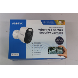 SALE OUT. Reolink Argus Series B350 Smart 4K 8MP Standalone Wire-Free Camera with 5/2.4GHz Dual-Band WiFi, White | Smart Standalone Wire-Free Camera | Argus Series B350 | Bullet | 8 MP | Fixed | IP65 | H.265 | Micro SD, Max. 128GB | UNPACKED ,SCRATCHED