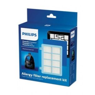 Philips Replacement Kit FC8010/02, Allergy H13 filter replacement kit compatible with Philips PowerPro Compact, PowerPro Active and PowerPro City ranges
